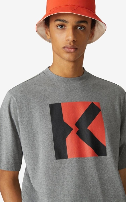 Kenzo Men Kenzo Sport 'blocked K' Oversize T-shirt Dove Grey